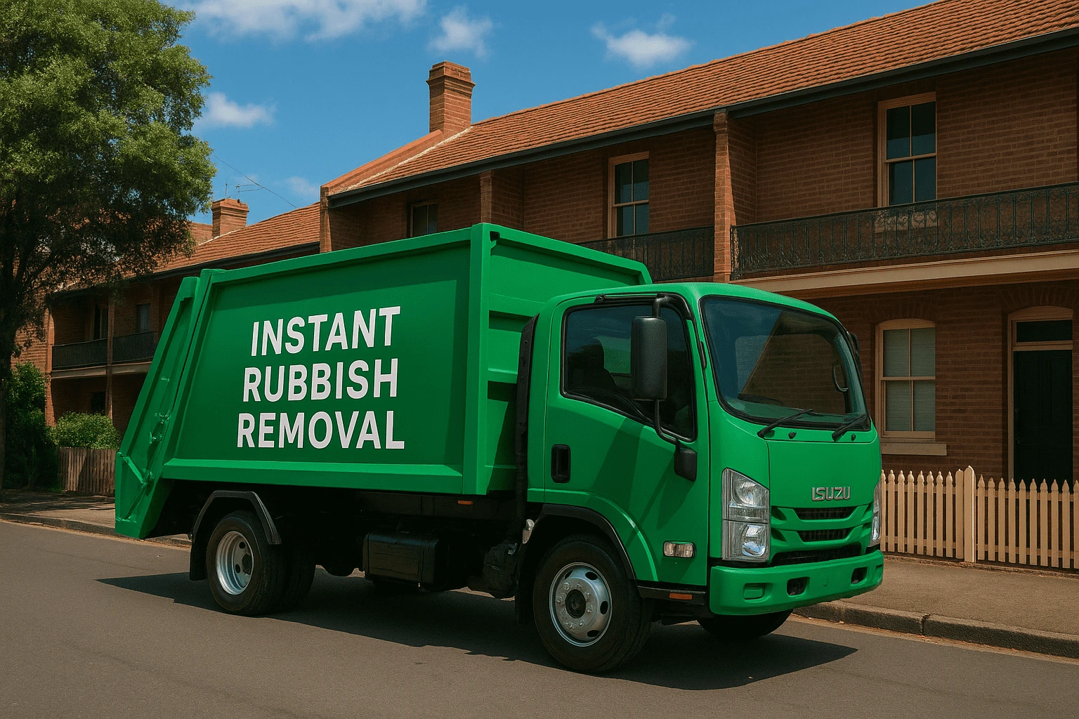 Professional rubbish removal team with modern truck providing reliable same-day waste disposal services in Sydney